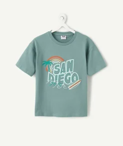 T-shirt garçon vert imprimé