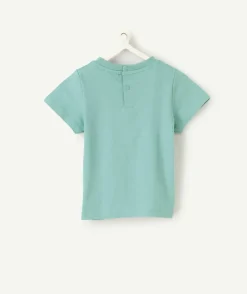 T-shirt garçon vert imprimé plage
