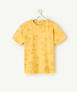 T-shirt jaune garçon imprimé tropical