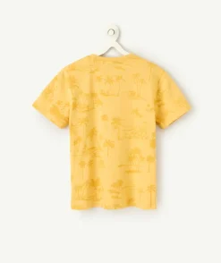 T-shirt jaune garçon imprimé tropical