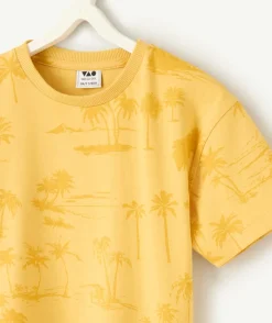 T-shirt jaune garçon imprimé tropical