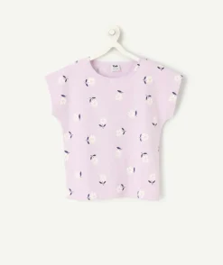T-shirt lavande à fleurs fille