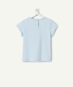 T-shirt manches courtes bébé fille en coton bio bleu ciel bisou club