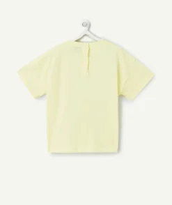 T-shirt manches courtes bébé fille en coton bio jaune thème fleur