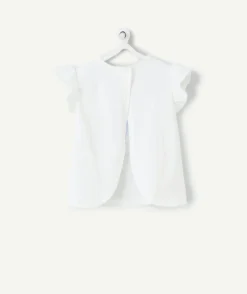 T-shirt manches courtes bébé fille en coton bio blanc motif crevette