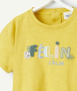 T-shirt manches courtes bébé garçon en coton bio jaune