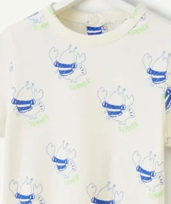 T-shirt manches courtes bébé garçon en coton bio imprimé homard