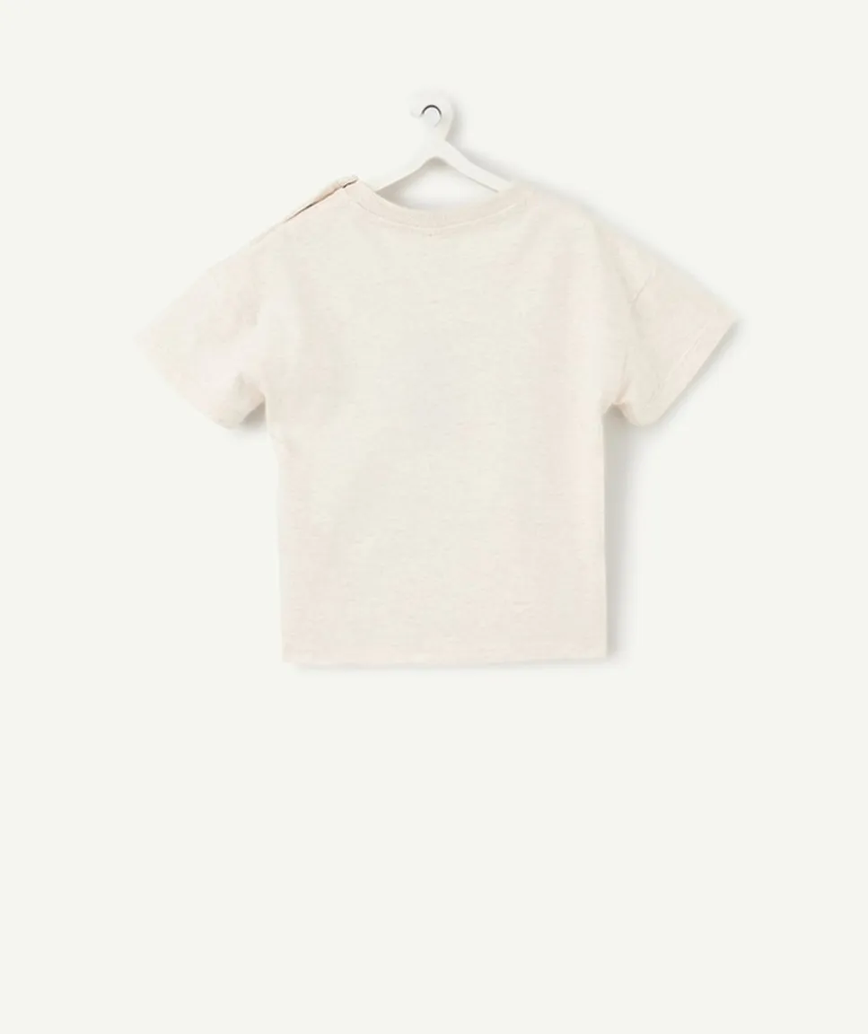 T-shirt manches courtes bébé garçon en coton bio gris avec motif palmier