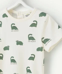 T-shirt manches courtes bébé garçon en coton bio imprimé dinosaures