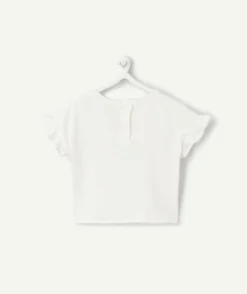 T-shirt manches courtes en coton bio blanc avec message