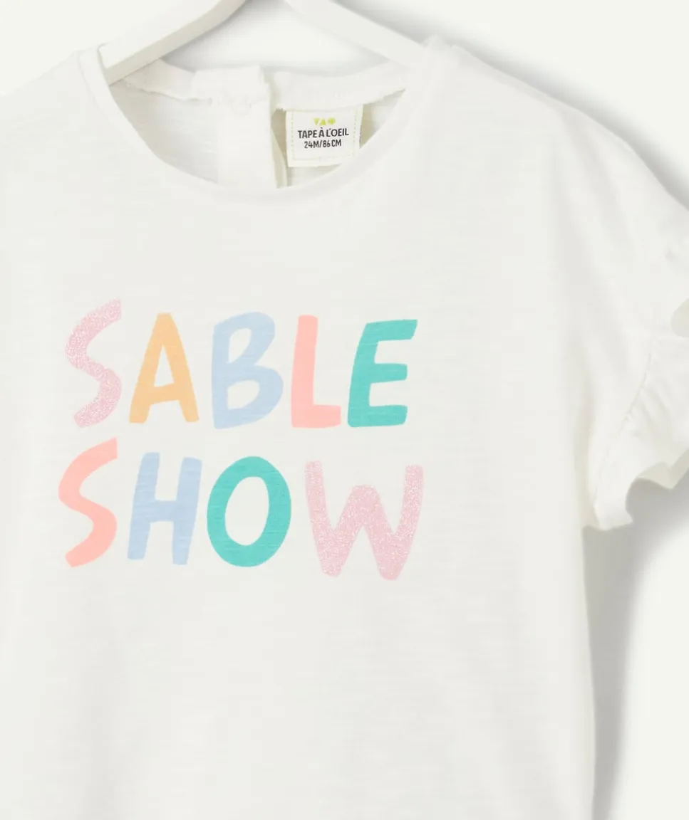 T-shirt manches courtes en coton bio blanc avec message