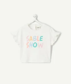 T-shirt manches courtes en coton bio blanc avec message