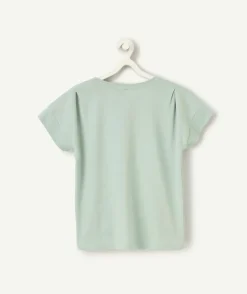 T-shirt manches courtes fille en coton bio vert avec message amazing