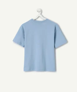 T-shirt manches courtes garçon coton bleu imprimé