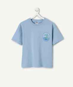 T-shirt manches courtes garçon coton bleu imprimé