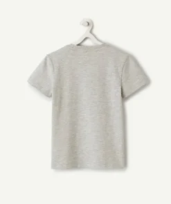 T-shirt manches courtes garçon en coton bio gris thème foot