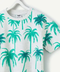 T-shirt manches courtes garçon en coton bio imprimé palmiers