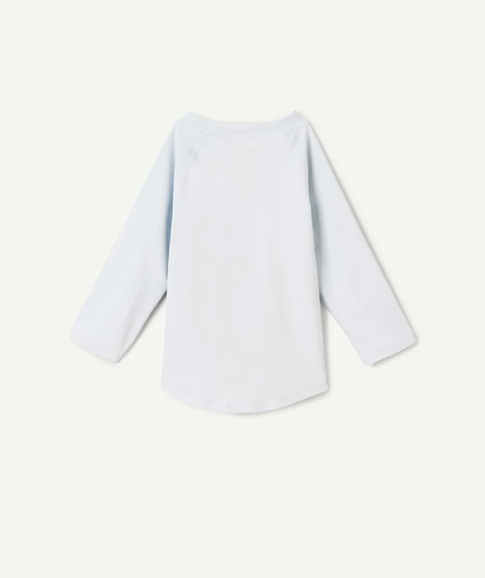 T-shirt manches longues bébé bleu avec motif lunes