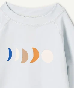 T-shirt manches longues bébé bleu avec motif lunes