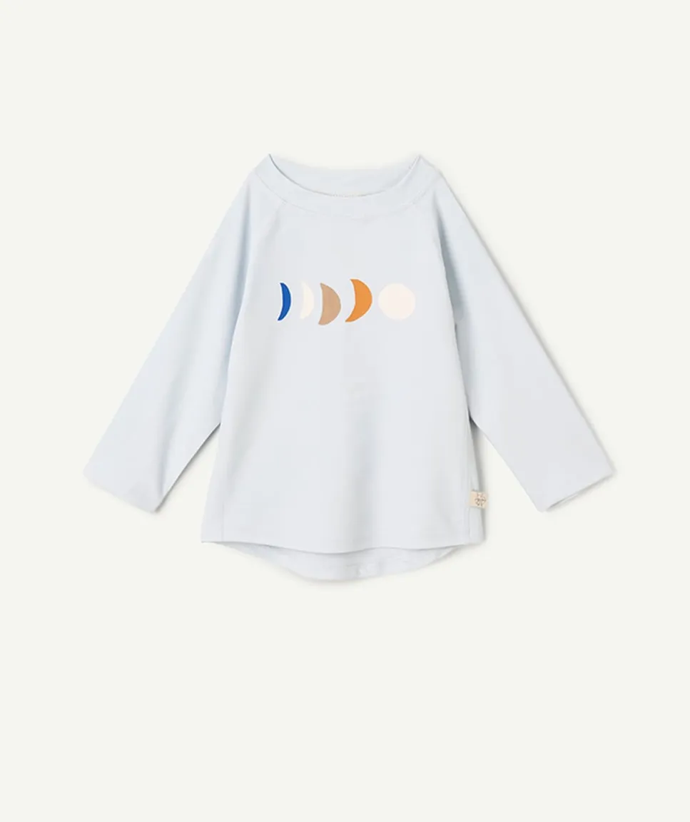 T-shirt manches longues bébé bleu avec motif lunes