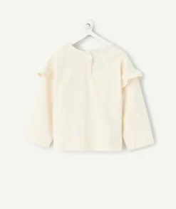 T-shirt manches longues bébé fille écru imprimé fantaisie