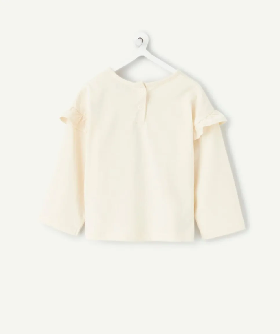 T-shirt manches longues bébé fille écru imprimé fantaisie