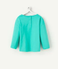 T-shirt manches longues bébé fille en coton bio vert avec détails bouclettes
