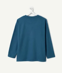 T-shirt manches longues chaud garçon bleu en coton