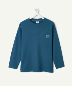 T-shirt manches longues chaud garçon bleu en coton