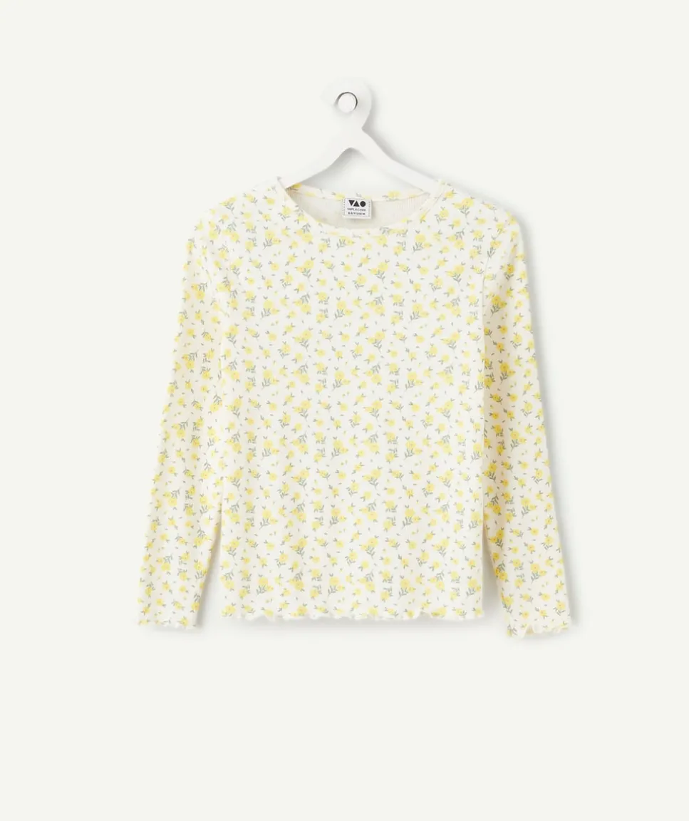 T-shirt manches longues fille fleuri