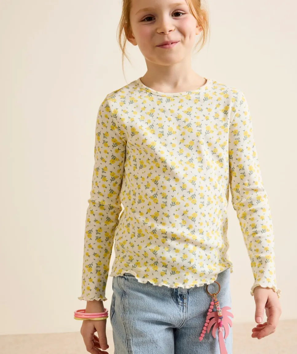T-shirt manches longues fille fleuri