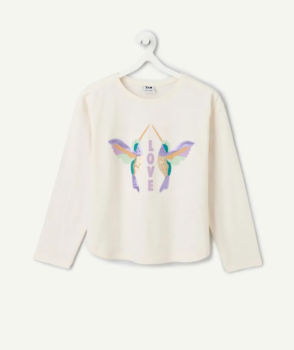 T-shirt manches longues fille imprimé colibris