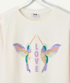 T-shirt manches longues fille imprimé colibris