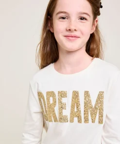 T-shirt manches longues fille imprimé pailleté