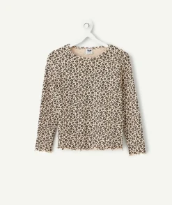 T-shirt manches longues fille imprimé léopard