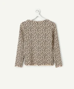 T-shirt manches longues fille imprimé léopard