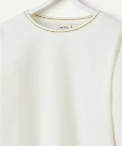 T-shirt manches longues fille en coton bio col couleur dorée