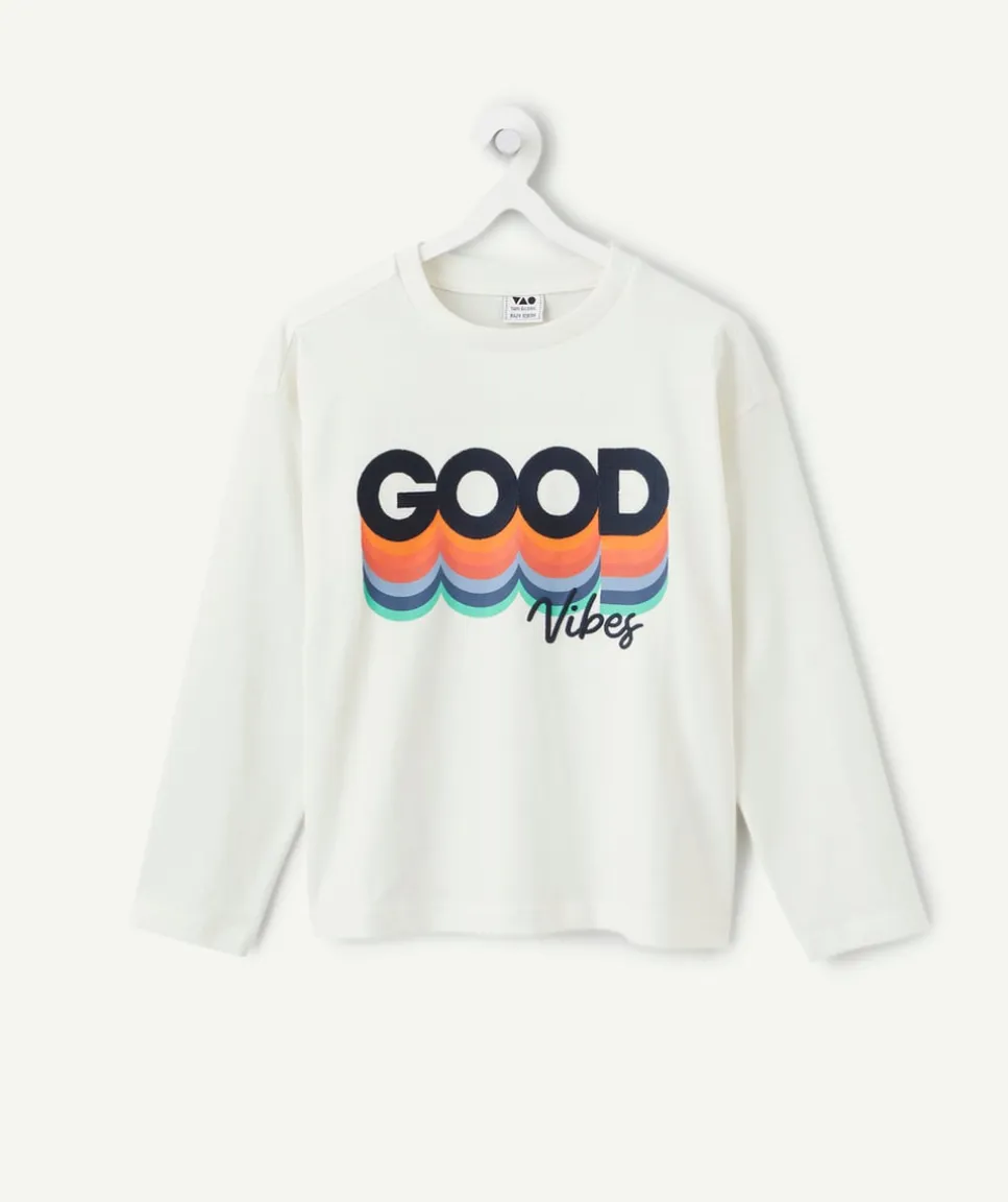T-shirt manches longues garçon blanc imprimé