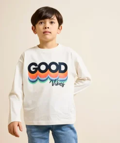 T-shirt manches longues garçon blanc imprimé