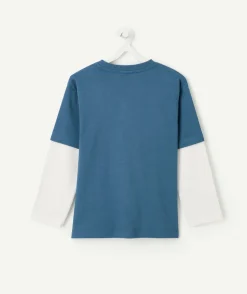 T-shirt manches longues garçon bleu et blanc