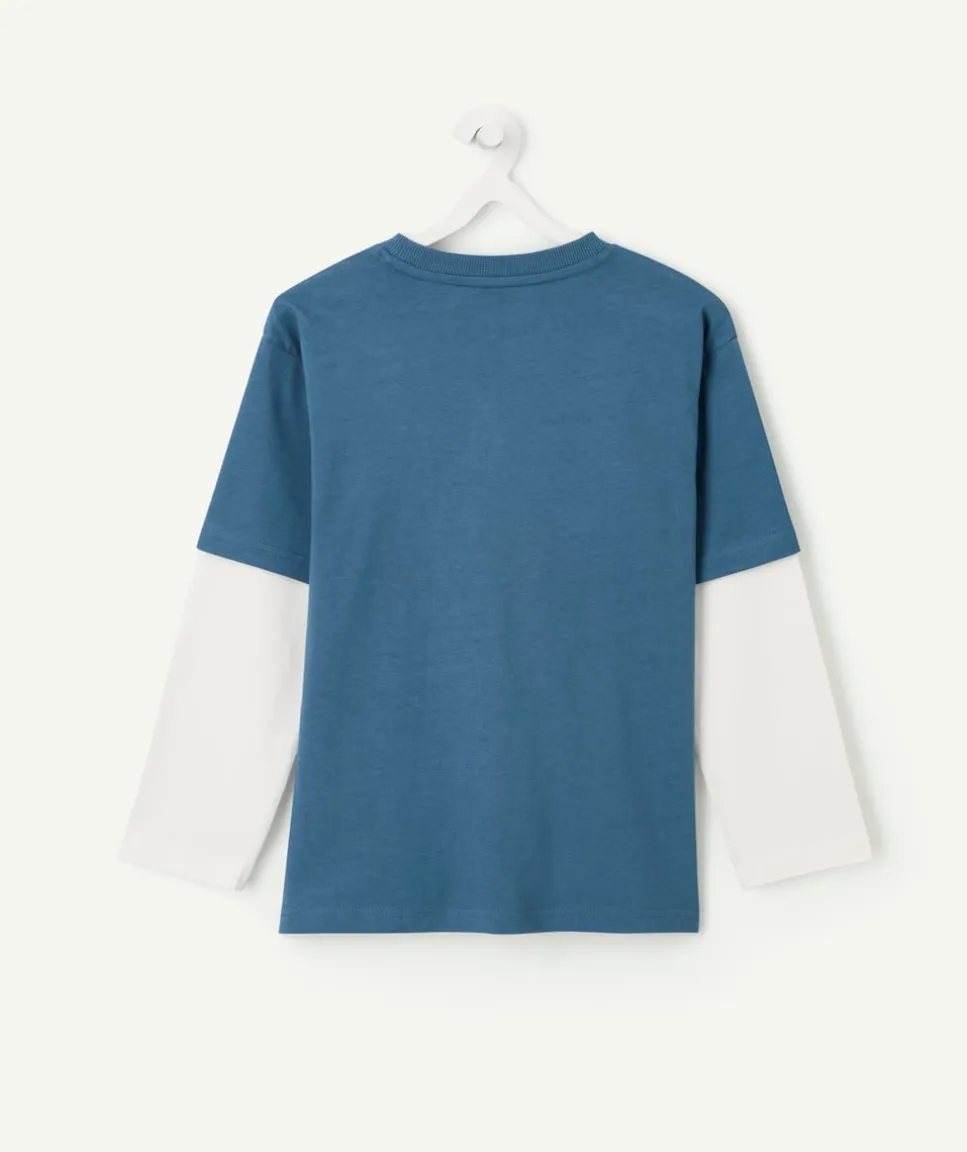 T-shirt manches longues garçon bleu et blanc