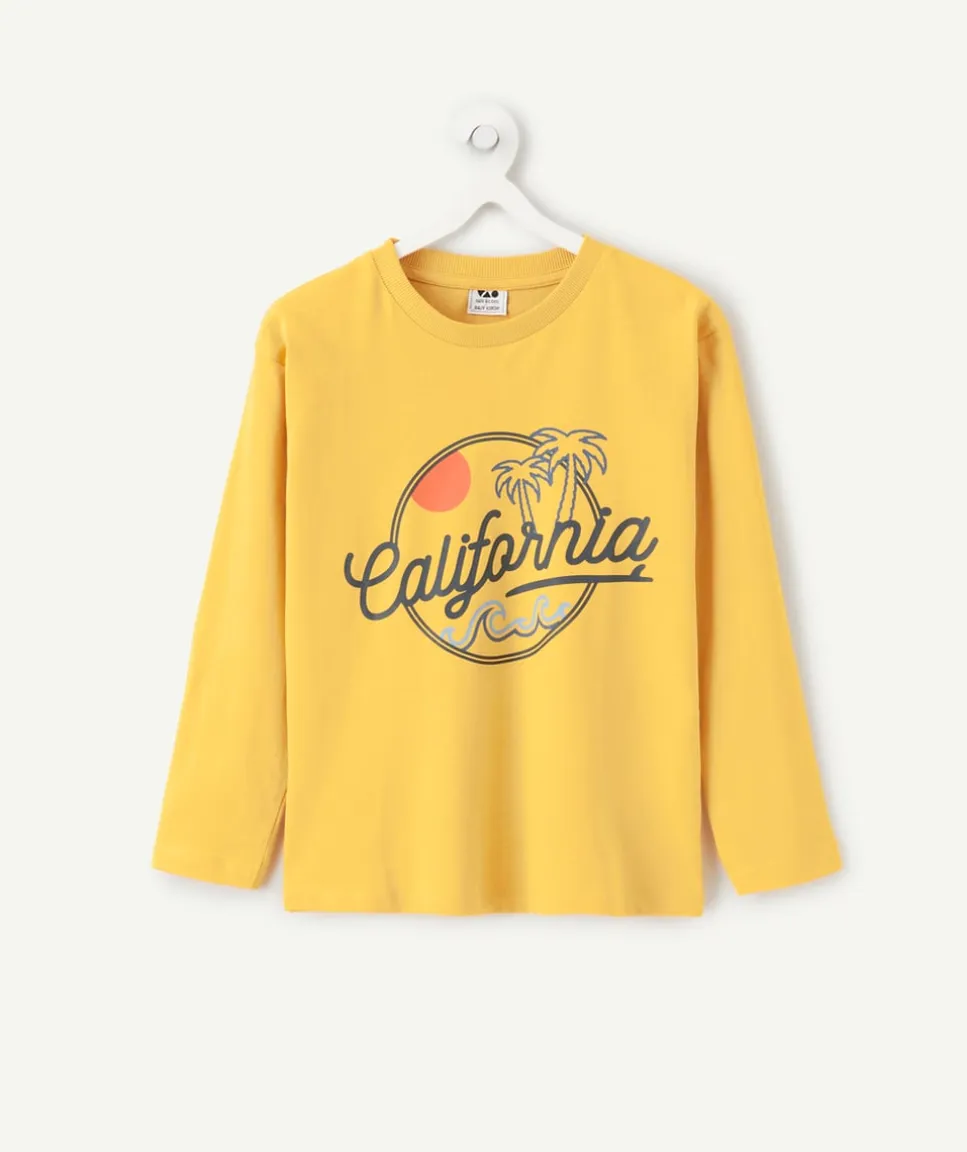 T-shirt manches longues garçon jaune imprimé