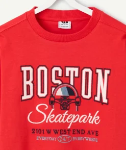 T-shirt manches longues garçon rouge imprimé boston
