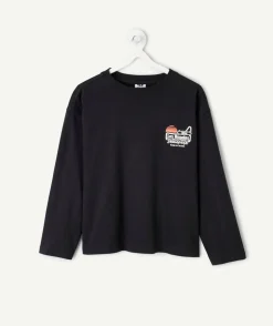T-shirt manches longues garçon noir imprimé skater