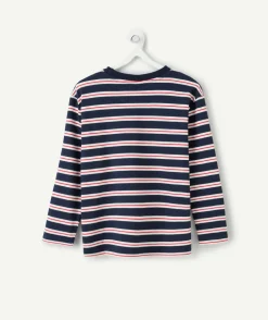 T-shirt manches longues garçon marine rayé
