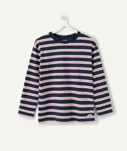 T-shirt manches longues garçon marine rayé