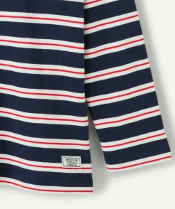 T-shirt manches longues garçon marine rayé