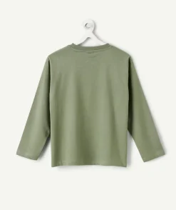T-shirt manches longues garçon imprimé vert