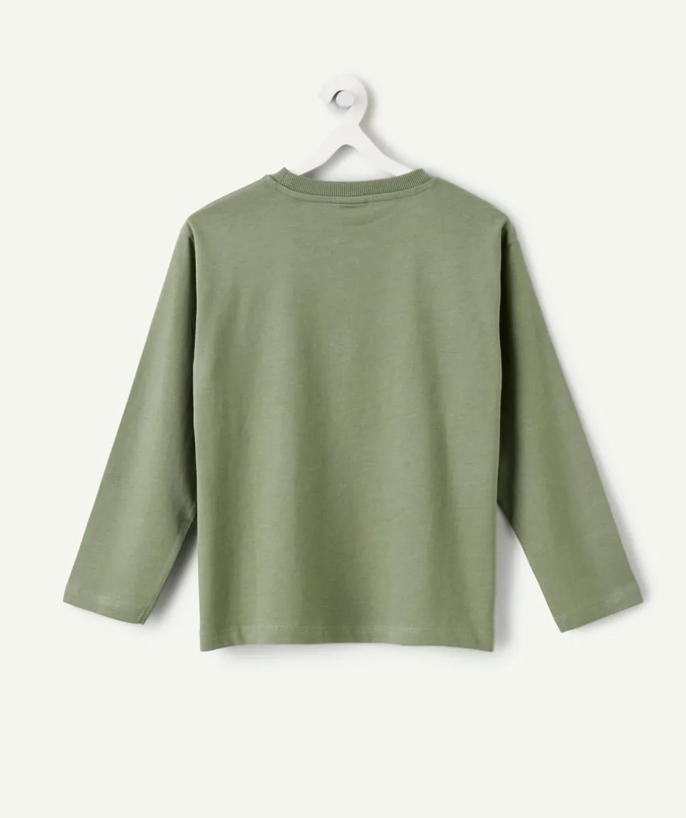 T-shirt manches longues garçon imprimé vert