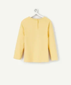 T-shirt manches longues jaune avec message bébé fille
